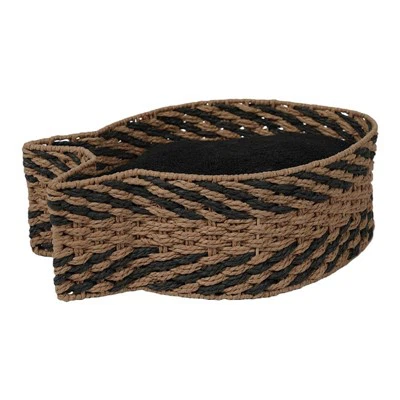 Piccola cuccia per gatti/animali domestici a forma di pesce in corda di carta mista marrone e nera-