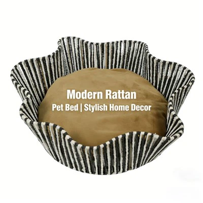 Cuccia per gatti/animali domestici in corda di carta bianca e nera, flessibile e resistente, naturale